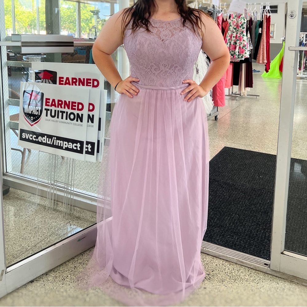 Lavender lace bridesmaid dress
